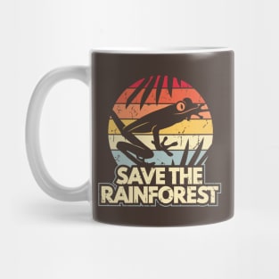 Save The Rainforest - Retro Sunset Tree Frog Mug